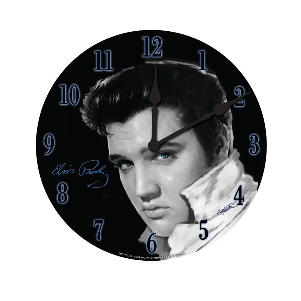 Elvis Presley Wall Clock E8730 black white blue eyes